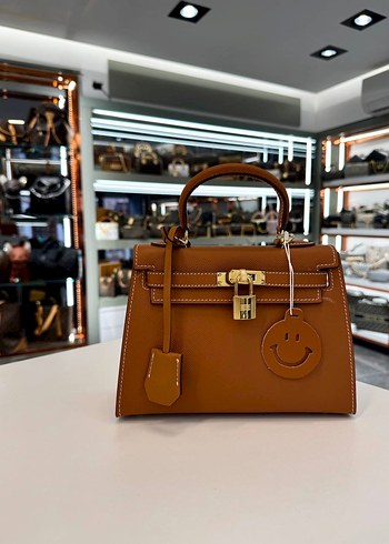 Turuncu Deri Kadın El Çantası - Görsel 5