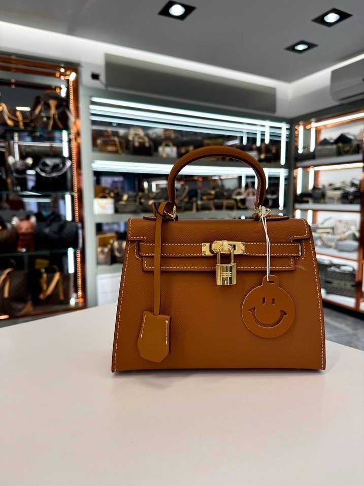 Turuncu Deri Kadın El Çantası - Görsel 5