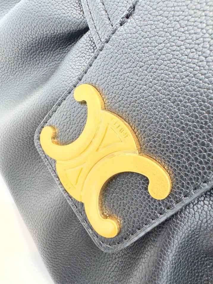 Celine Siyah Deri Kadın Omuz Çantası - Görsel 5