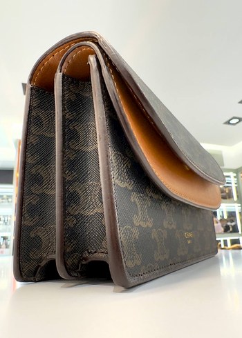 Celine Paris Kahverengi Deri Kadın Çapraz Çanta - Görsel 4