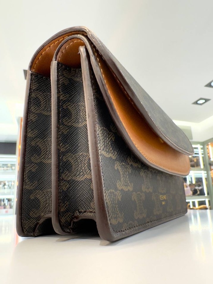 Celine Paris Kahverengi Deri Kadın Çapraz Çanta - Görsel 4