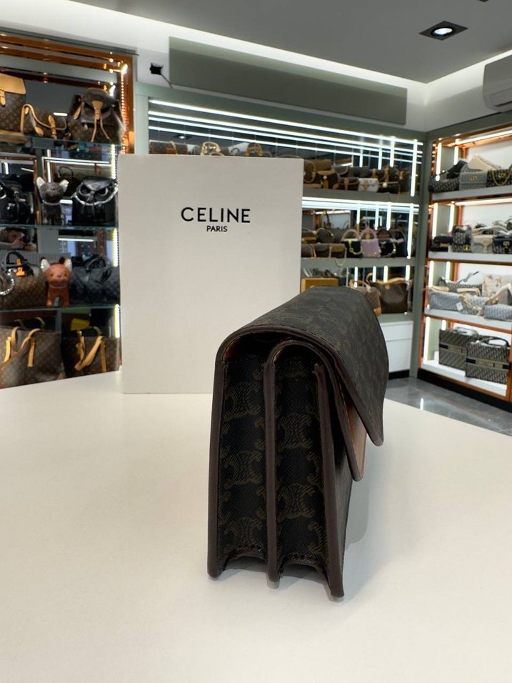 Celine Paris Kahverengi Deri Kadın Çapraz Çanta - Görsel 3