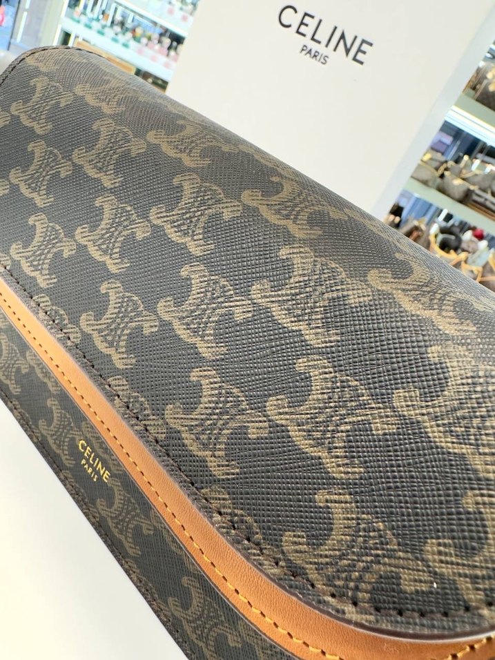 Celine Paris Kahverengi Deri Kadın Çapraz Çanta - Görsel 5