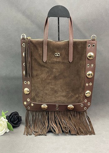 Siyah Püsküllü Süet Bohem Çanta - Görsel 6