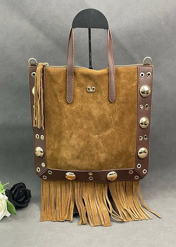 Siyah Püsküllü Süet Bohem Çanta - Görsel 3