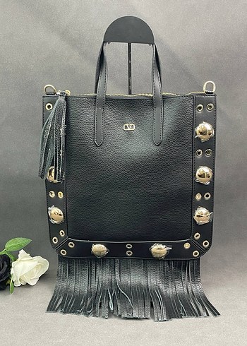 Siyah Püsküllü Süet Bohem Çanta - Görsel 13