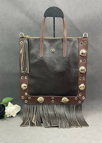 Siyah Püsküllü Süet Bohem Çanta - Görsel 12