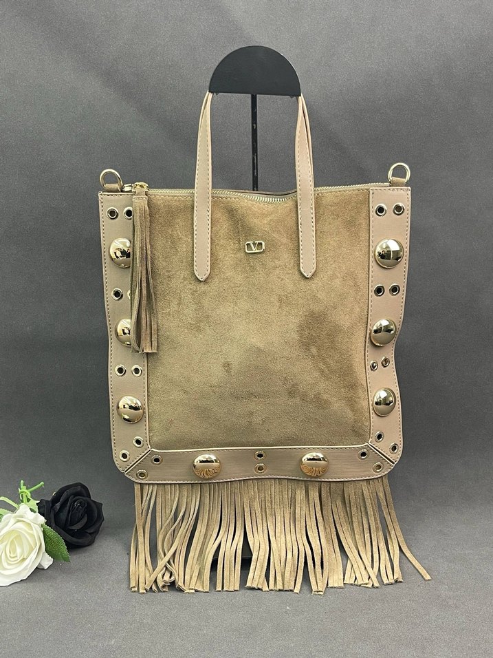 Siyah Püsküllü Süet Bohem Çanta - Görsel 2