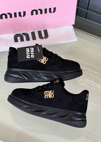 Miu Miu Miu Miu Siyah Blok Topuklu Kadın Spor Ayakkabı