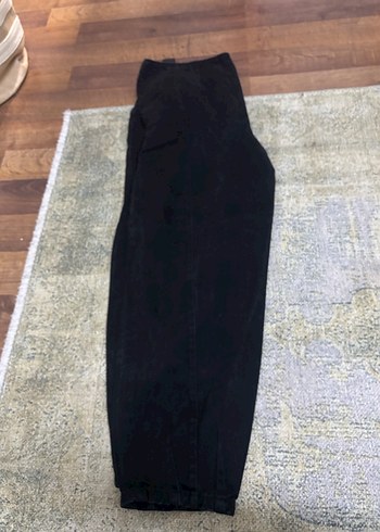 Kadın Siyah Kemerli Loose Fit Denim Pantolon - Görsel 2