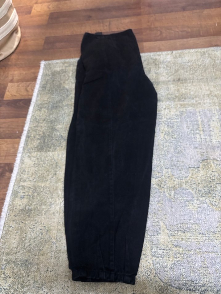 Kadın Siyah Kemerli Loose Fit Denim Pantolon - Görsel 2