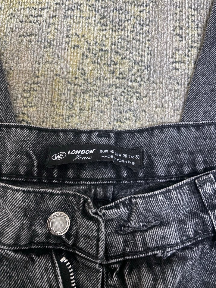 Gri Batik Desenli Bol Kesim Kadın Jean - Görsel 2