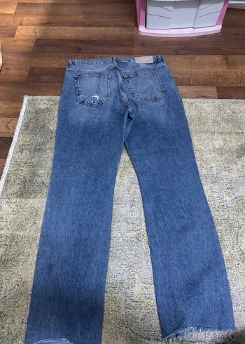 Yırtık Detaylı Gri Mavi Midi Jean - Görsel 2