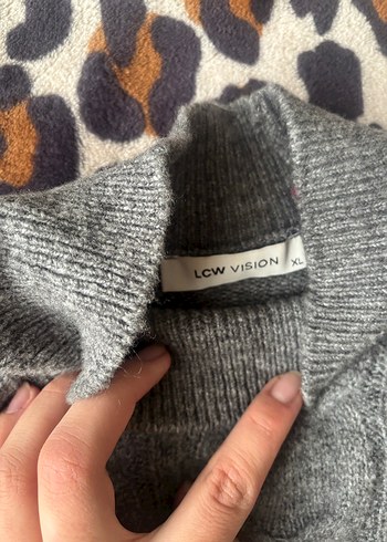 Gri Örgü Kadın Boğazlı Kazak - Görsel 2