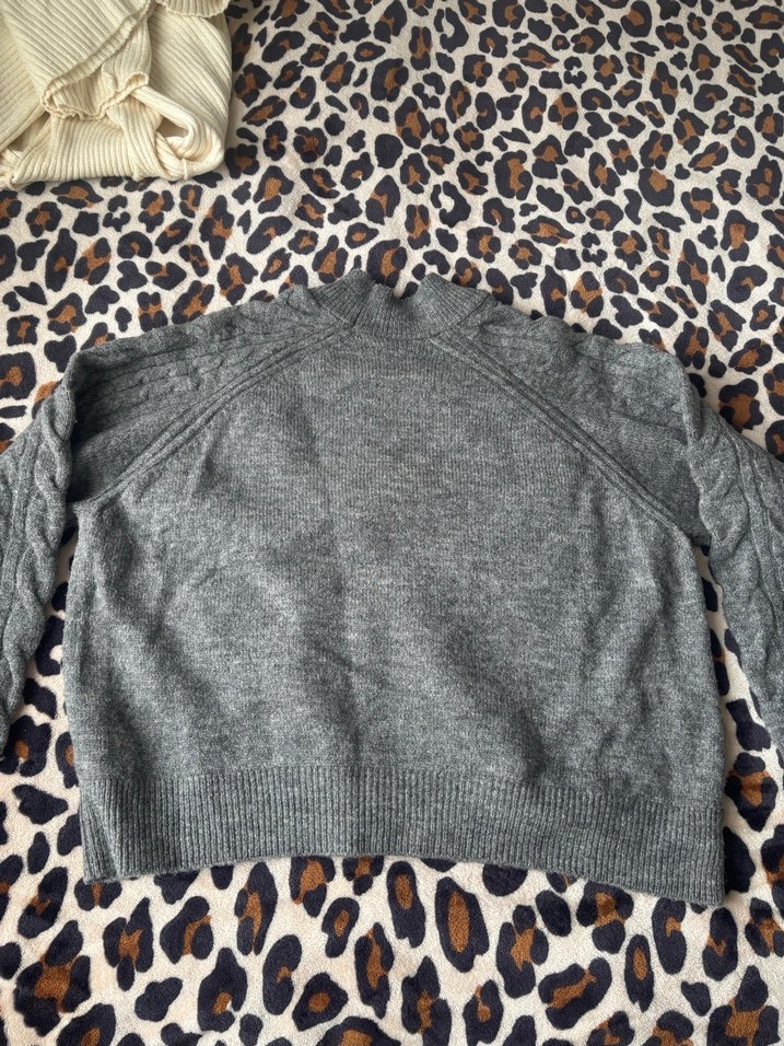 Gri Örgü Kadın Boğazlı Kazak - Görsel 4