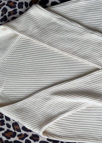 Beyaz Balıkçı Yaka Örgü Kadın Kazak - Görsel 3