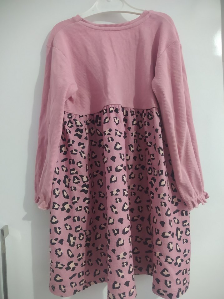 Uzun Kollu Pembe Kız Çocuk Elbise 4-5 yaş - Görsel 2