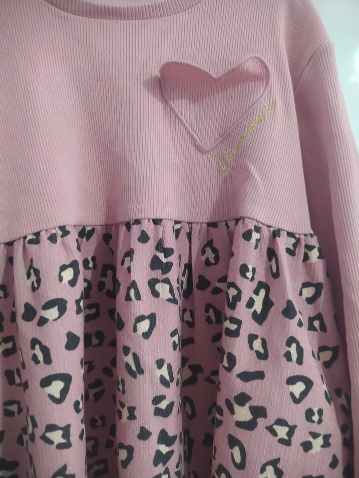 Uzun Kollu Pembe Kız Çocuk Elbise 4-5 yaş - Görsel 3