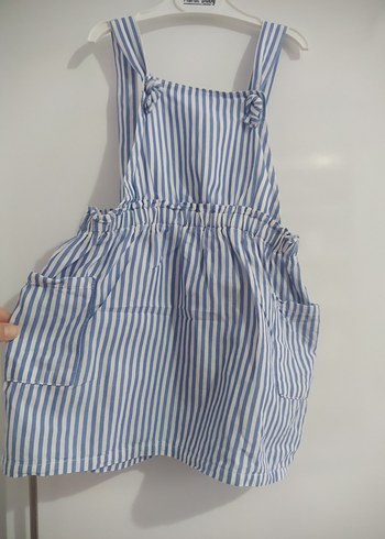 Mavi Çizgili Kız Elbisesi - Görsel 2