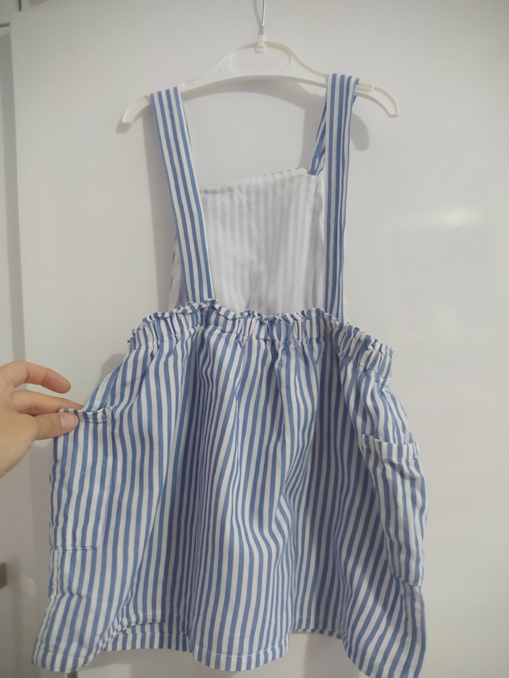 Mavi Çizgili Kız Elbisesi - Görsel 3