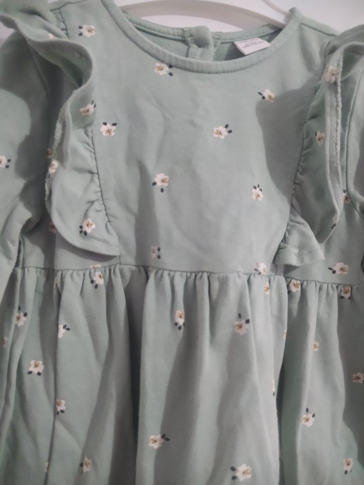 Kız Çocuk Yeşil Nakışlı Uzun Kollu Elbise 4-5 yaş - Görsel 2