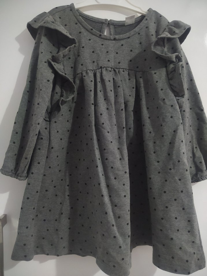 Gri Puantiyeli Kız Çocuk Elbisesi 3-4 yaş - Görsel 2