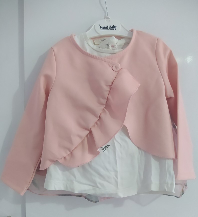 Pembe Kız Çocuk Uzun Kollu Fırfırlı Bolero - Görsel 2