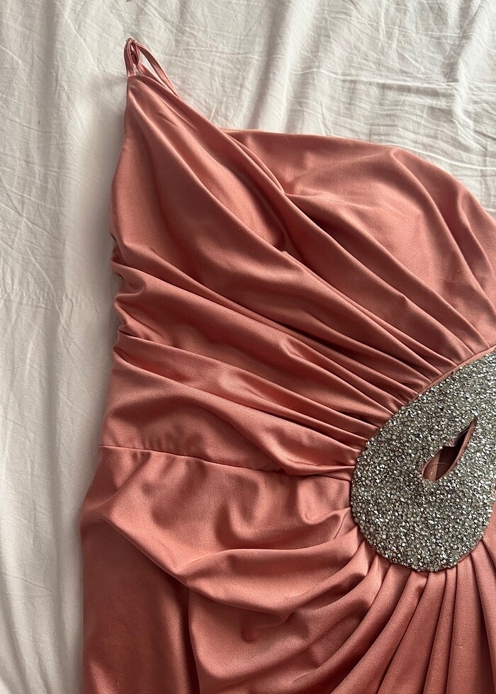 Toz pembe abiye elbise - Görsel 2