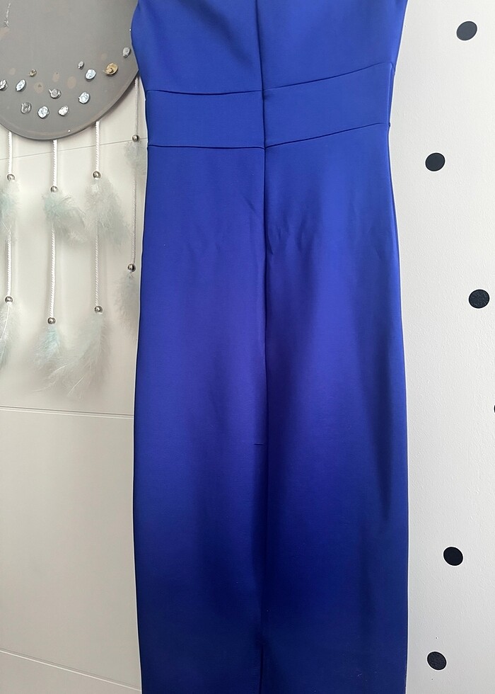 Saks mavisi şık elbise - Görsel 2