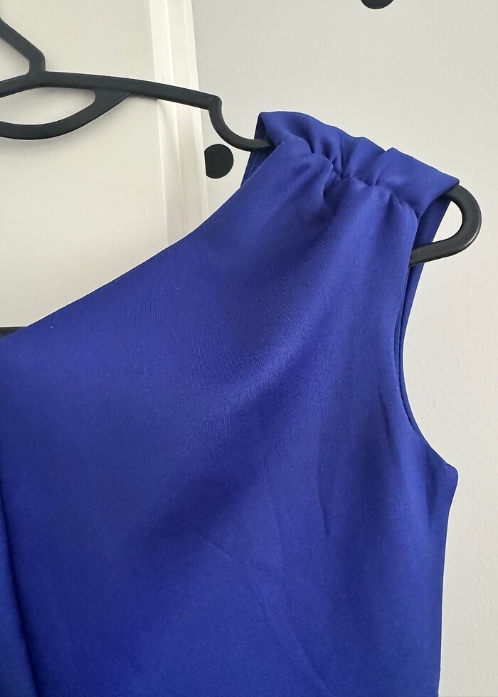 Saks mavisi şık elbise - Görsel 3