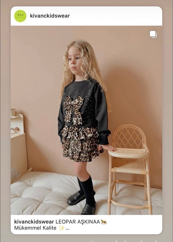 Leoparlı Bayramlık Etekli Takım - Görsel 5