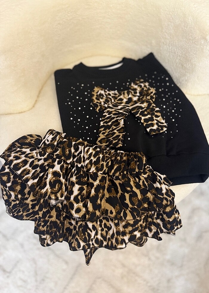 Leoparlı Bayramlık Etekli Takım - Görsel 4