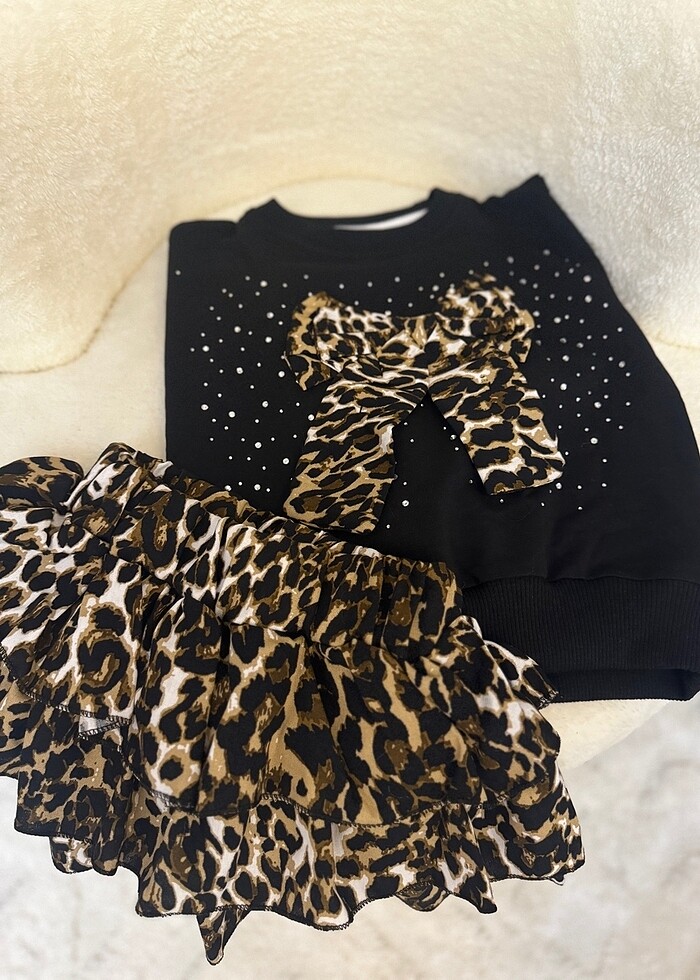 Leoparlı Bayramlık Etekli Takım - Görsel 3