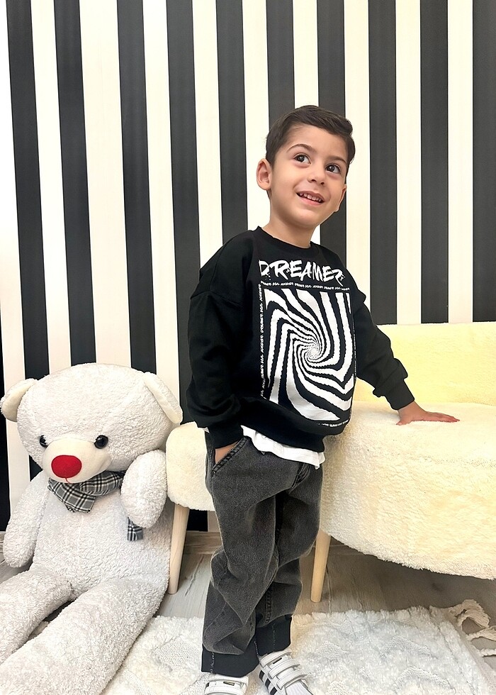 Kot pantolon sweatshirt takım - Görsel 2