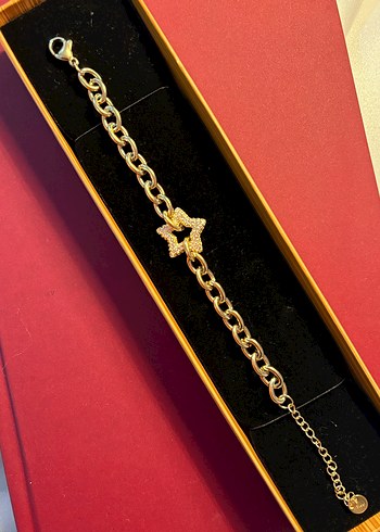 Zincir Detaylı 14k kaplama Altın Renk Kadın Bileklik - Görsel 4