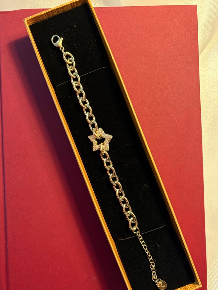 Zincir Detaylı 14k kaplama Altın Renk Kadın Bileklik - Görsel 2