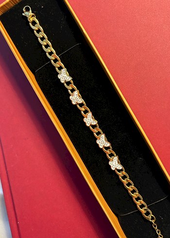 Zincir Detaylı Altın Renkli Kadın Bileklik - Görsel 2