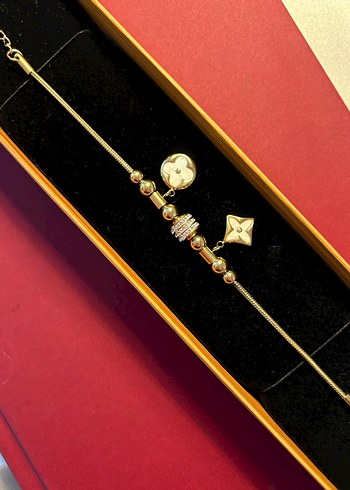 Altın Renkli 14k Kaplama Zincir Detaylı Kadın Bileklik - Görsel 3