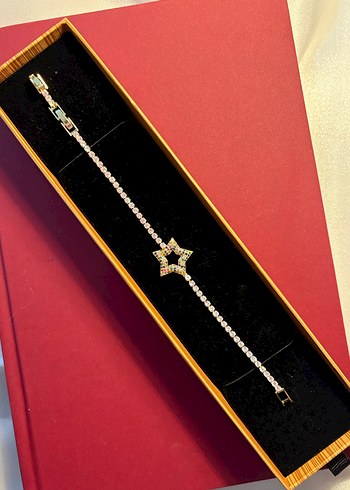 Renkli İşlemeli Zincir Detaylı Kadın Bileklik - Görsel 3