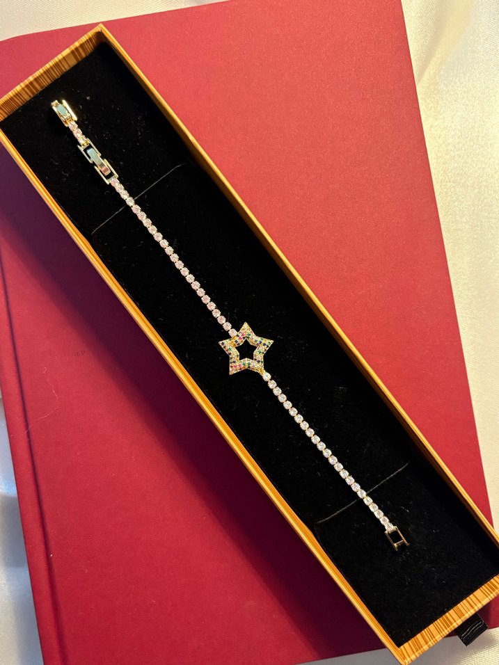 Renkli İşlemeli Zincir Detaylı Kadın Bileklik - Görsel 3