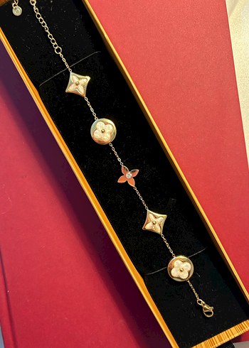 Renkli Zincir 14k Kaplama Detaylı Altın Bileklik - Görsel 2