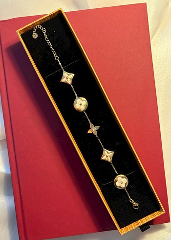 Renkli Zincir 14k Kaplama Detaylı Altın Bileklik - Görsel 4