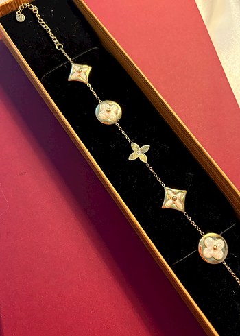 Renkli Zincir 14k Kaplama Detaylı Altın Bileklik - Görsel 3