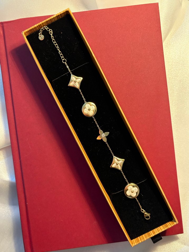 Renkli Zincir 14k Kaplama Detaylı Altın Bileklik - Görsel 4