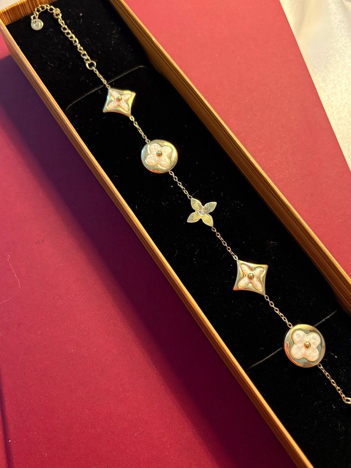 Renkli Zincir 14k Kaplama Detaylı Altın Bileklik - Görsel 3