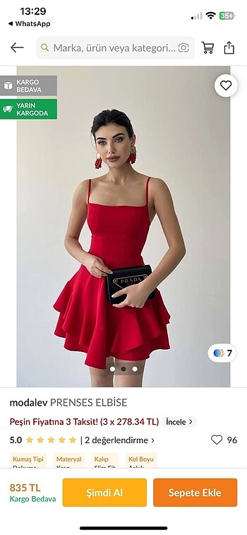Askılı prenses elbise