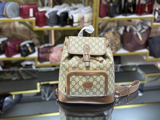 Beden camel Renk Gucci Brown GG Supreme Interlocking G Backpack