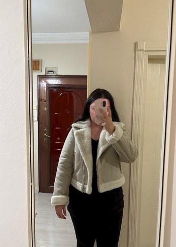 Pull & Bear Kürklü Bej Kadın Kısa Ceket - Görsel 5