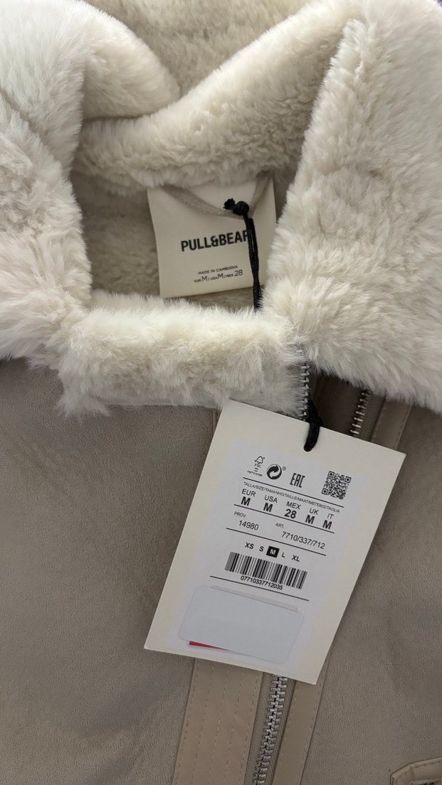 Pull & Bear Kürklü Bej Kadın Kısa Ceket - Görsel 2