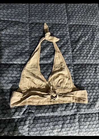 Bershka Bej Keten V Yaka Askılı Bustiyer